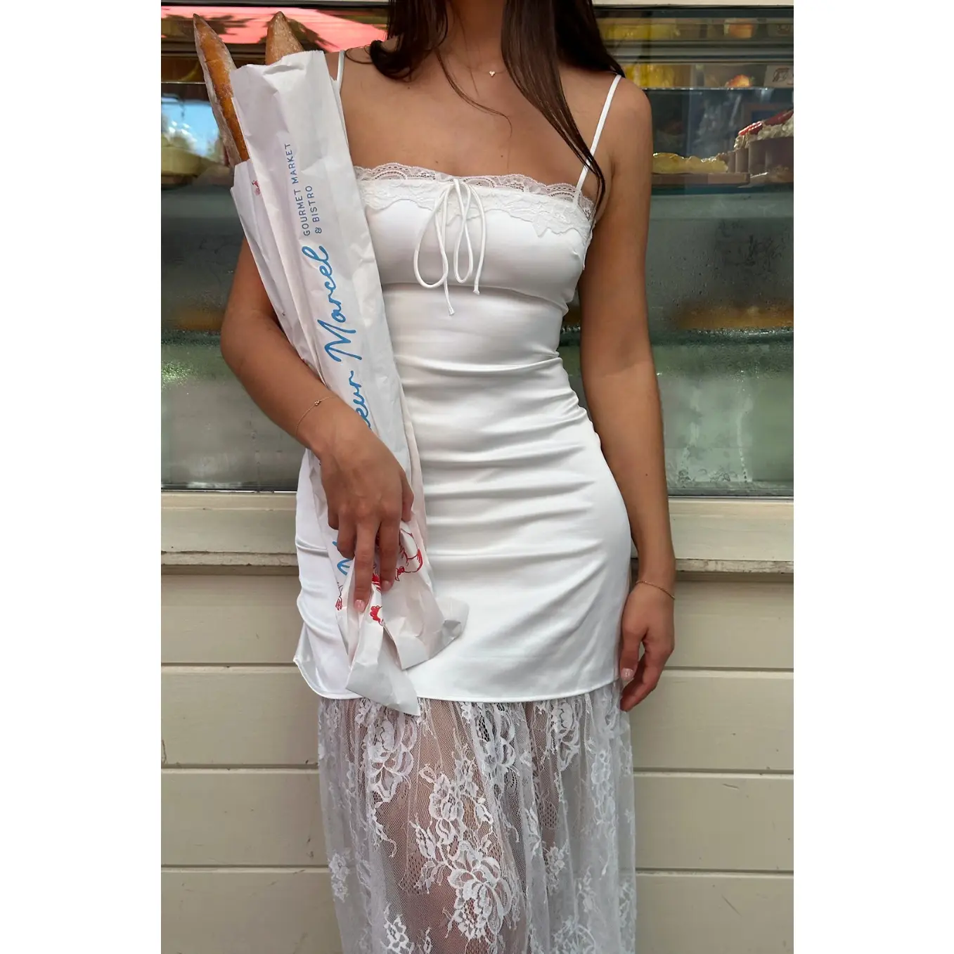 knee length dresses for ladies Aphrodite Off Shoulder Crepe Gown / Ivory | Meshki main image 0
