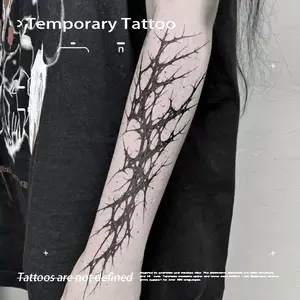 1pc American Dark Thorn Irregular Line Herbal Juice Temporary Tattoo Sticker, Waterproof Arm Tattoo for Men and Women, Sexy European Style Aesthetic Body Art
