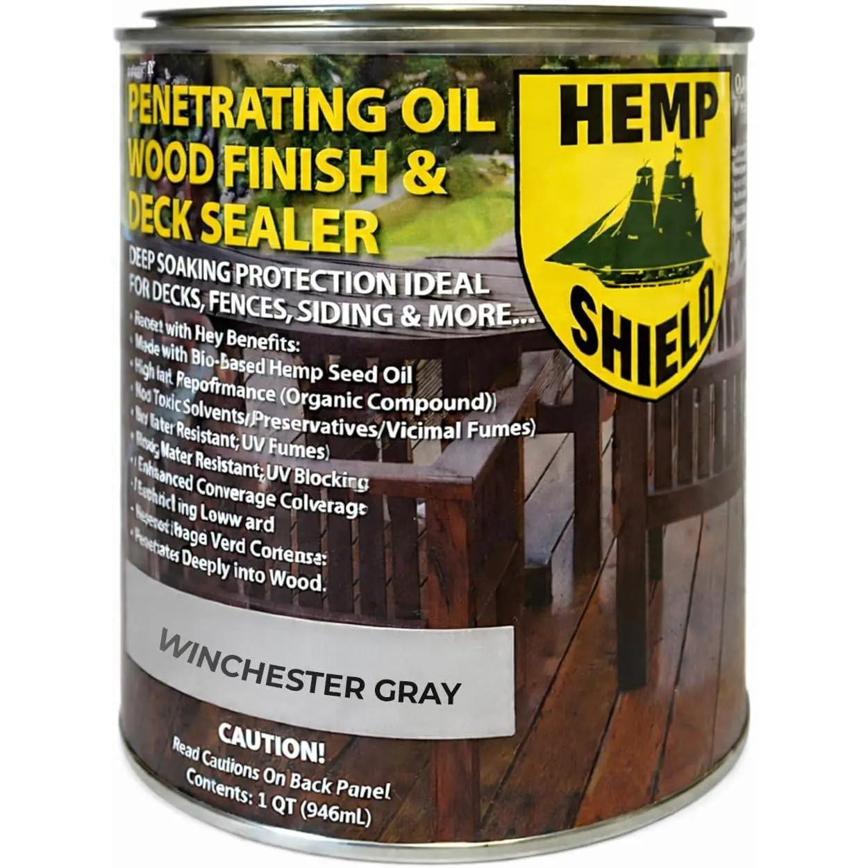 Outdoor Wood Stain and Sealer in One, Premium Wood Stain & Sealer Semi-Transparent Exterior Wood Stain and Sealer (2-in-1 Stain and Sealer) - Winchester Grey, 1 Quart