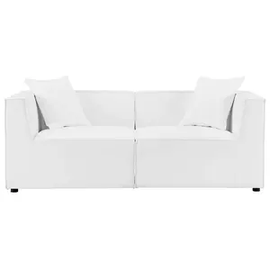 Saybrook Outdoor Patio Upholstered 2-Piece Sectional Sofa Loveseat White EEI-4377-WHI