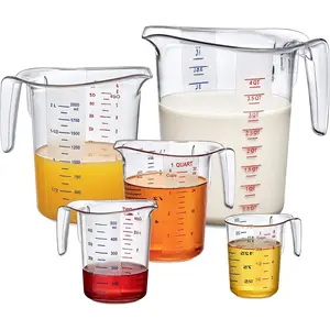 - Melissa - Plastic Measuring Cups (5- Set), -Grade Measuring Jugs, 1/2/4/8/16-Cup Capacity, Unbreakable, Stackable, Dishwasher-Safe,  for Oil, Vinegar, Flour, and