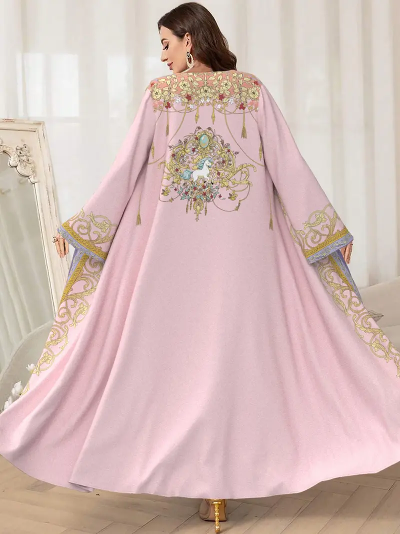 green emerald velvet dress Premium Eid Abaya | Shiny Open Abaya with Balloon Sleeves