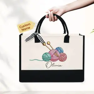 Personalized Knitting Tote Bag - Crochet Tote Bag, Tote For Crochet, Gift For Mom, Grandma Bag, Crochet Gift, Knitting Gift MLN2106TDH