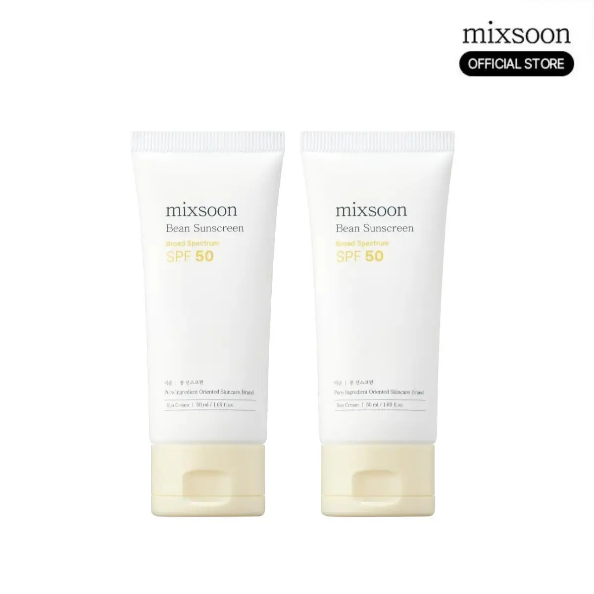 [mixsoon Official Store] Bean Facial Sunscreen Duo SPF50 PA+++ (50ml × 2) - Lightweight, Hydrating Korean Smooth Moisturizer, No White Cast, Pomegranate Nourishing Daily UV Defense,summerwins
