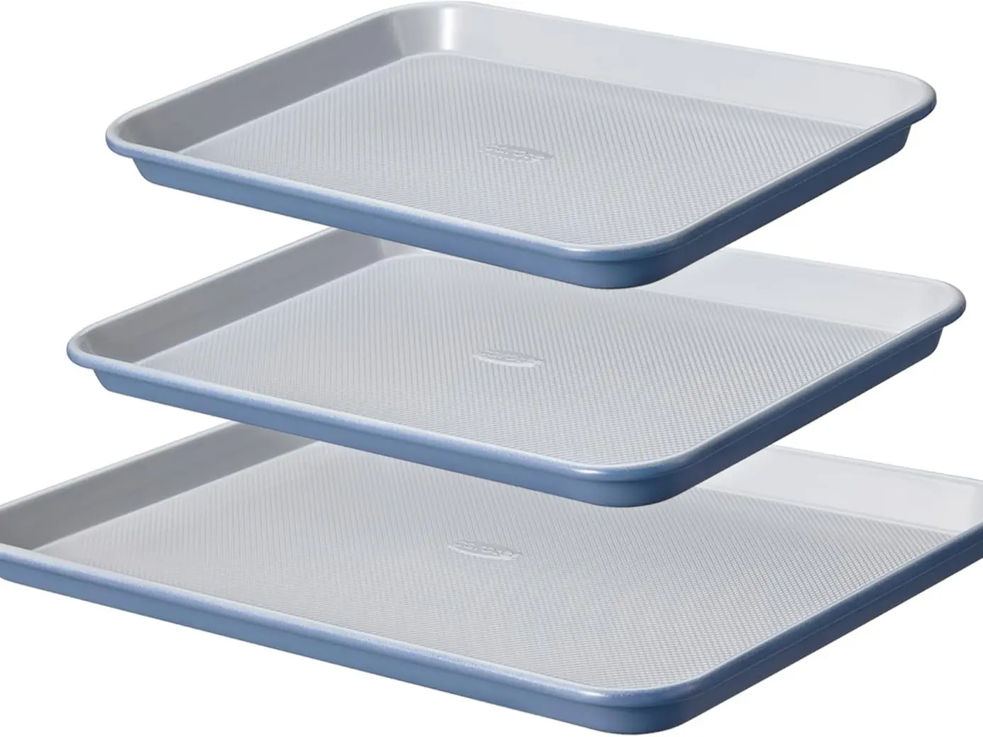CAROTE 3-Piece Baking Pan Set - Bakeware Set, Baking Sheet Set Including 13 Inch 15 Inch 17 Inch Sheet Pan, Cookie Sheet for Baking, Royal Violet, Blue & Grey