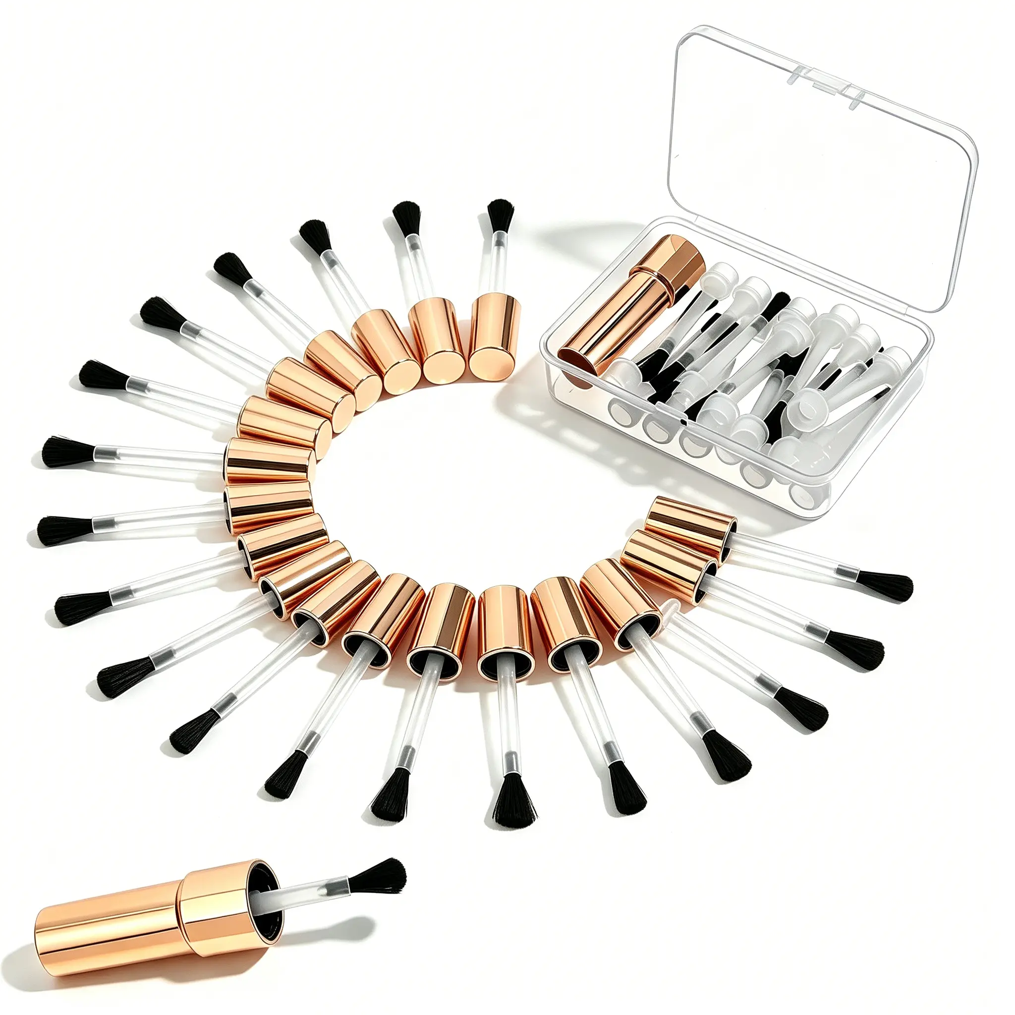 25 Pcs Disposable Nail Brush Replacement Heads with Soft Handle, Plastic Applicators for Gel Polish & Dip Powder, Nail Care Tools, Storage