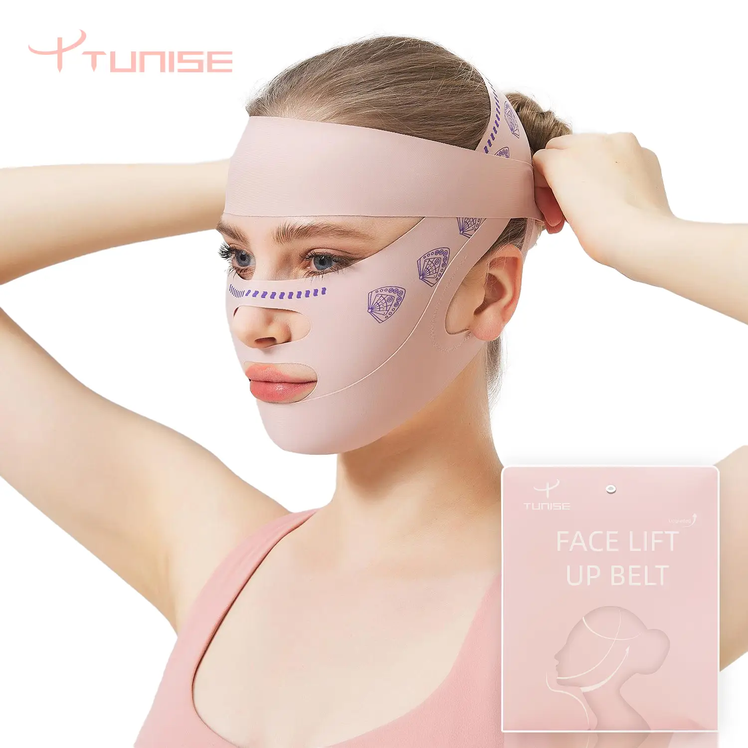 Mother's Day Gift-TUNISE Face Lifting Strap, Unisex Upgraded Version V-shaped Face Slimming Belt, Beauty Face Shaping Sleeping Mask - Reduce Double Ch