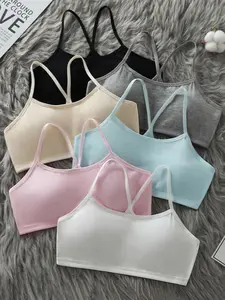 2026 New 6-Piece Set Teen Girls' Underwear, Anti-Clump Summer Thin Student Strappy Tank Tops, Comfortable Bra for Growing Teens