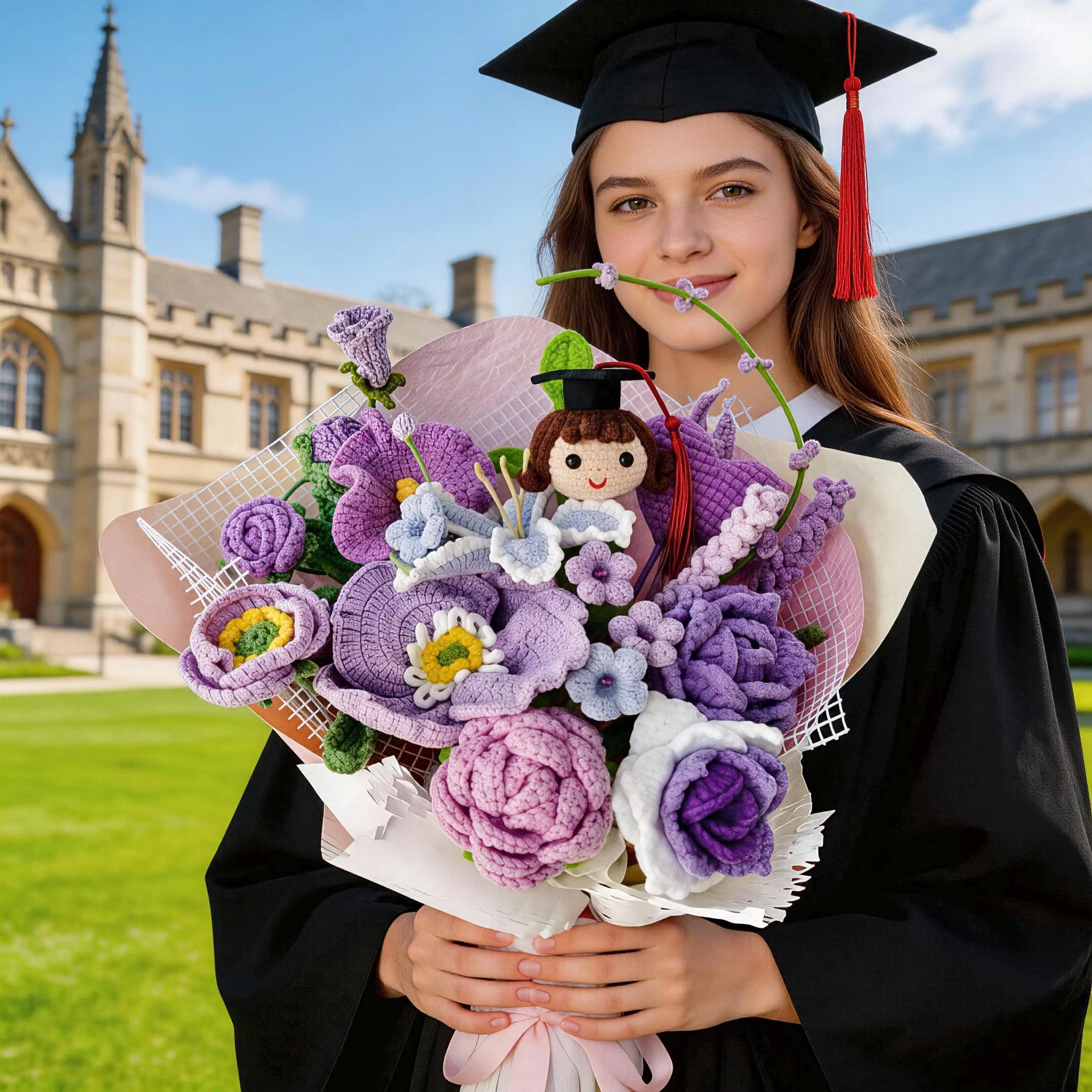 Crochet Graduation Bouquet with Custom Doll | Handmade Keepsake