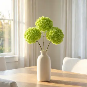 Fresh and vibrant green hydrangea artificial flowers!Bring the vibrancy of spring into your home.Easy to care for and never wilts.Can be placed on tables, in living rooms, or bedrooms.Instantly enhances the ambiance.