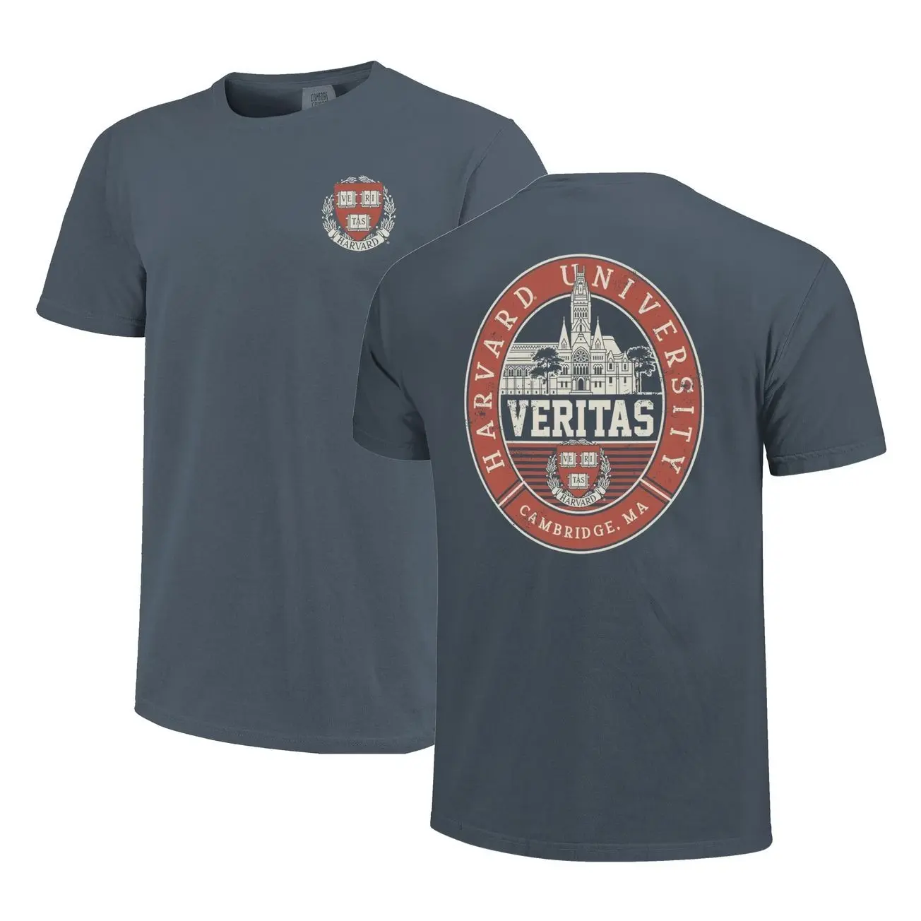 Harvard Crimson Unisex Vintage Graphic T-Shirt, Oversized Streetwear Tee, Premium Cotton Short Sleeve Top, Retro Y2K Casual Unisex Shirt for Men & Women Colors Hyper Local T-Shirt - Denim C0K