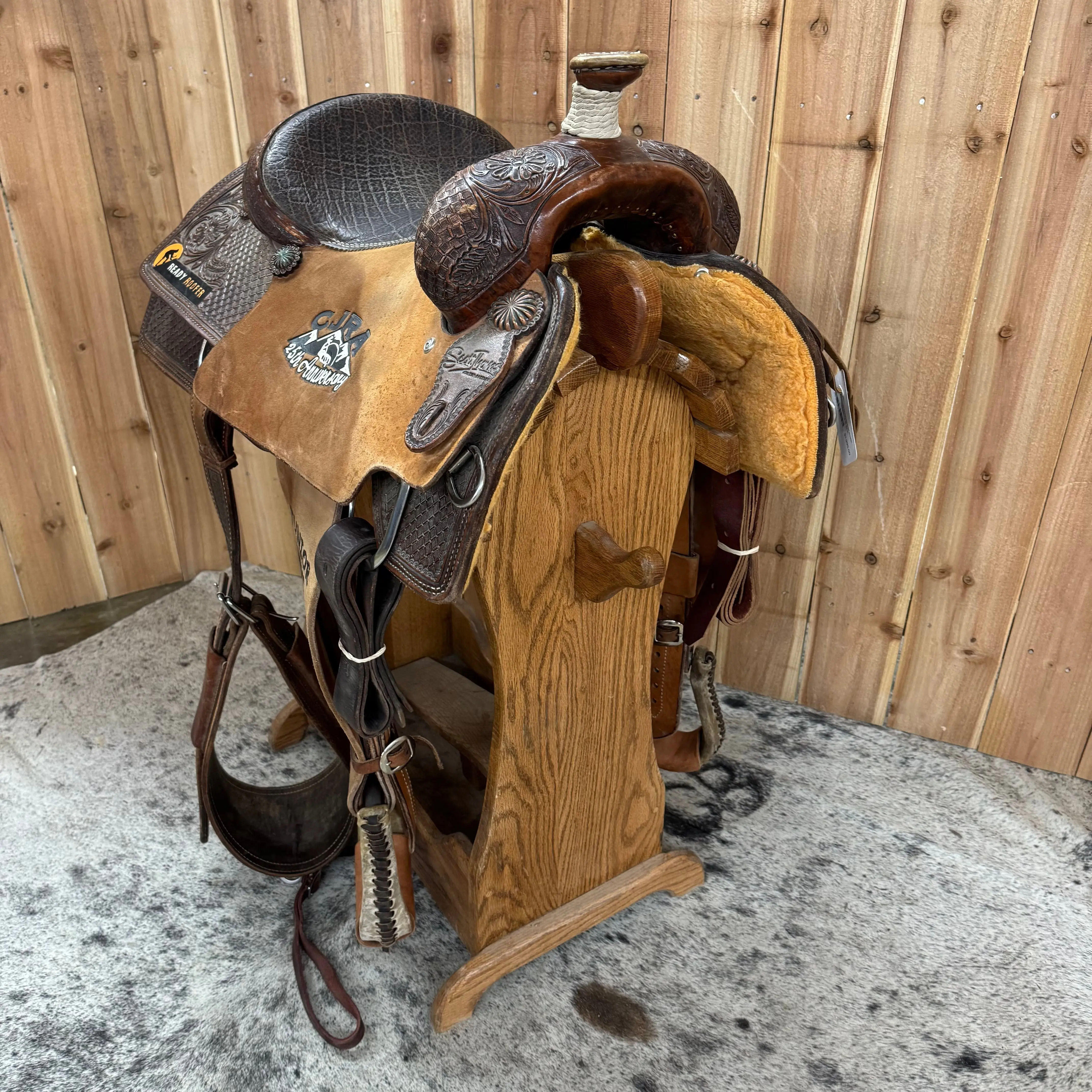 Used Scott Thomas Calf Roper Saddle, 14.5" Seat