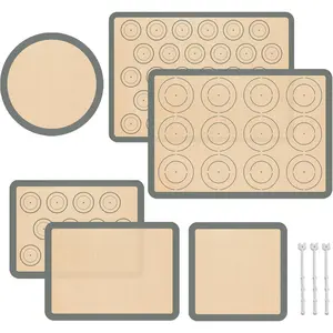 Baking Mat Set of 6, Silicone Mats for Baking, Baking Sheets Non Stick for Macaron, Cookie, Pizza, Bread and Pastry, Baking Supplies for Oven, Food Grade Reusable