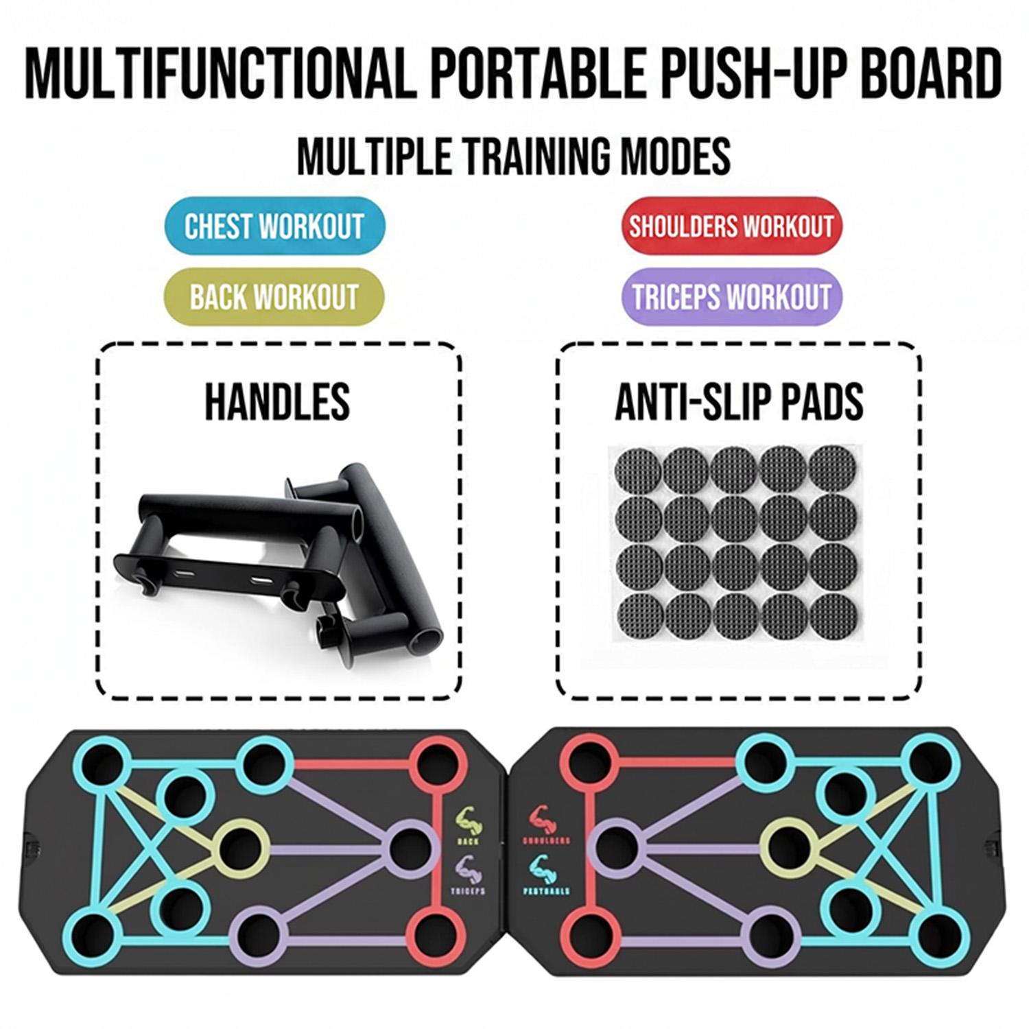 Unisex Color-Coded Push Up Board - Portable Functional Strength Workout Equipment, Non-Slip Handles Muscle Trainer for Home Workouts, Chest & Abs At-Home Gym Accessory
