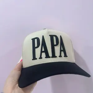Papa Hat - White and Black Baseball Cap with "PAPA" Embroidered Design for Men and Women