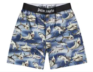 Palm Angels Shark Printed Black/Blue "Easy" Shorts Size Medium