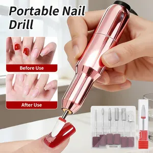 Portable Nail Drill — Rose Pink — Electric Portable Nail File/Nail Polisher, All‑in‑One for Dead Skin Removal and Polishing, Handheld Compact Kit for Home Use, Ideal Gift for Women