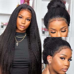 Simidola 4C Edges  Realistic Hairline Kinky Straight 13X6 Frontal Lace 180% Density Human Hair Baby Hair Frontal Lace Wig summerwins