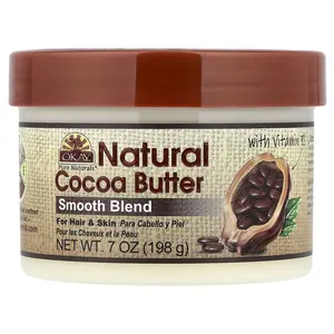 Okay Pure Naturals Natural Cocoa Butter, Smooth Blend, For Hair & Skin, 7 oz (198 g)