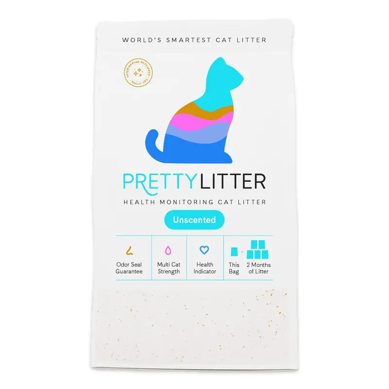 PrettyLitter Health Monitoring Cat Litter - 8lb Unscented with Odor Seal Guarantee & Multi Cat Strength