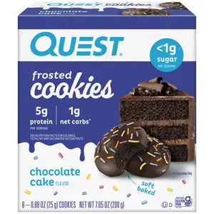 Quest Frosted Protein Cookies, Soft Baked, Low Sugar, Chocolate Cake, 8 Ct - Snack - Cooky