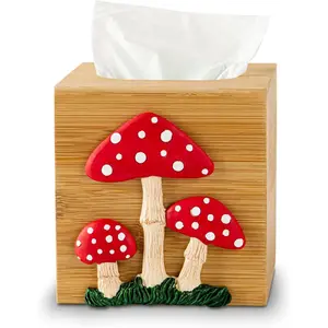 Mushroom Tissue Box Cover Square Tissue Box Holder  Tissue Box Holder Square Cube Decorative