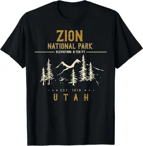 Zion National Park Shirt, US Nationalpark In Utah Summer Casual Shortsleeve Cotton T-Shirt