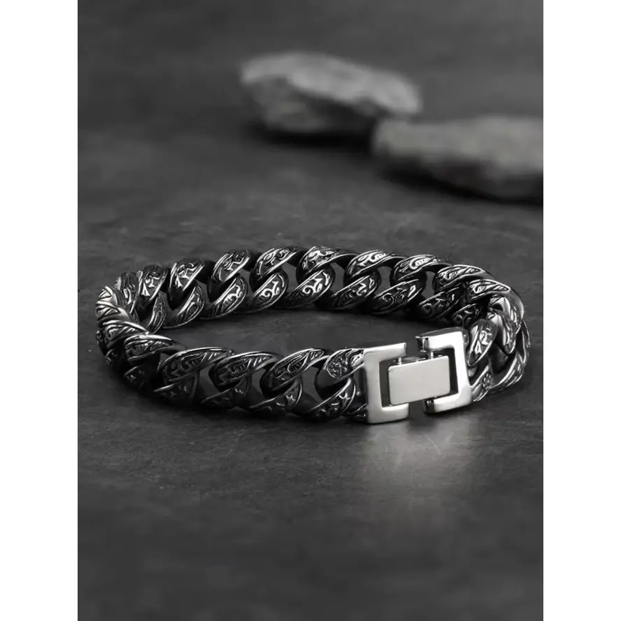 Men's Edgy Durable Zinc Alloy Thick Cuban Link Chain Bracelet - Punk Hip Hop Bold Statement Male Jewelry, Urban Fashion Edgy Style Party Casual Street Accessory for Indoor Recreation