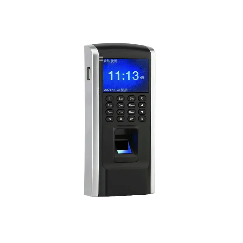 Smart Fingerprint Access Control & Attendance Machine (191x86mm) with Built-In Backlit Keypad, High-Speed Fingerprint Sensor, ID IC Card Swipe, Numeric Password, Password Backup Entry, Dual Lock Set, Glass Door Mounting Brackets for Corporate Buildings