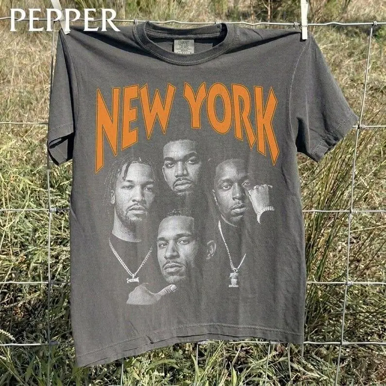 Comfort Colors Brunson Anunoby Hart Towns Robinson Basketball Vintage Shirt, Vintage New York Death Row Style Shirt, 90s Bootleg Rap Tee