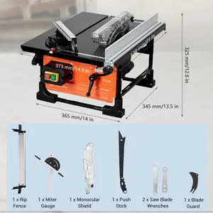 8-Inch Jobsite Table Saw 6.7-Amp Copper Motor, Cutting Speed up to 3576RPM, 24T Blade, Compact Portable Table Saw Kit with Sliding Miter Gauge for DIY Woodworking and Furniture Making, Orange