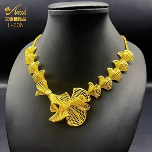 Dubai 24K Gold Color Necklace Arabic Ethiopian Nigerian Banquet Wedding Party Choker Copper Jewelry Party Gifts