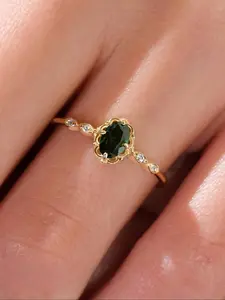 Oval Shaped Green Gemstone Ring, 925 Sterling Silver Synthetic Gemstone Ring, Fashion Jewelry Accessories for Women, Trendy All-match & Exquisite Jewelry for Birthday Gift, Elegant Engagement Ring