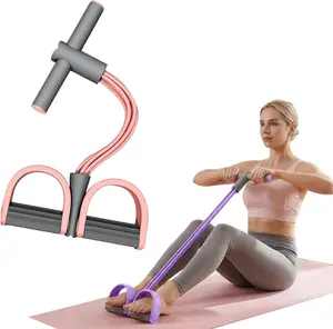 Foot Pedal Resistance Band with Handle, Sit-Up Pull Rope Fitness Trainer for Home Workout, Resistance Training Band for Abs, Arms & Legs Exercise