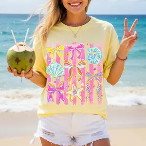 Adult & Youth Coquette Wildflower Seashell T-Shirt, Floral Beach Vibes Tee, Clam Shell Summer Vacation Tee, Trendy Wildflower Beach Shirt, Family Holiday Outfits