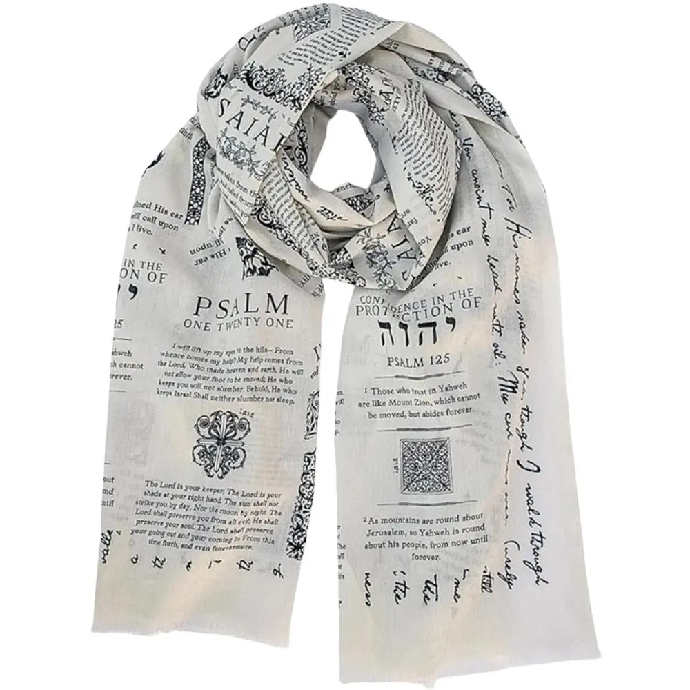 Prayer Shawl for Women, Protection Inspiring Bible Verse Scarf, 70x170cm Lightweight, Ideal for Festivals, Parties, Friends, Christian Accessories, Polyester Scarf