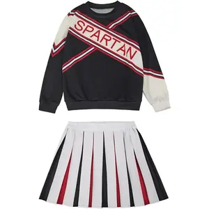 Spartan Cheerleader Costume Sweatshirt Skirt Pants Halloween Cheerleader Uniform Outfit for Mens and Womens