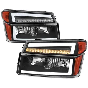 Spec D Tuning 2LCLH-COL04JM-G3-RS Gmc Canyon Headlight with LED Bar & Parking Lights Matte Black Housing Clear Lens Switchback Sequential Turn Signal for 2004-2012 Chevrolet Colorado