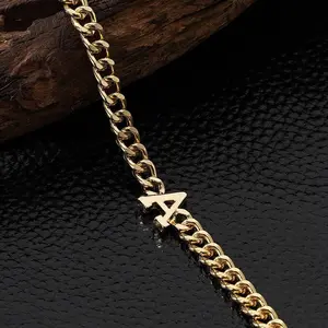 Men's Letter Design Link Bracelet - Stainless Steel, Casual, 1 Piece, Trendy All-Match & Exquisite Jewelry for Parties & Daily Clothing Decor