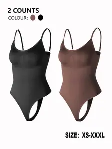 Women's Solid Color Adjustable Strap Seamless Shapewear Bodysuit, Tummy Control Butt Lifting Shaper, Women's Shapewear for Daily Wear