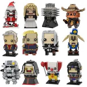 MOC Building Blocks Kit Cartoon Figures Characters Bricksheadz Collection Bricks Model Horror Movie Characters Assemble Toy Gift popular