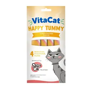 VitaCat by Salty Cat Happy Tummy Functional Cat Treats, 4 x 15g Tubes (12 Packs)