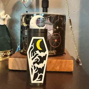 3D Gothic Chapstick Holder Keychain with Moon Design and Coffin Shape Unique Accessory for Gothic Fans