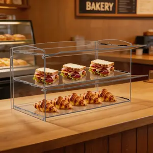 Kitchen Organization & Storage Organization | "2-Tier Acrylic Bakery Display Case" Clear Dust-Free Dessert Storage - Kitchen Decor & Girly Apartment Decor