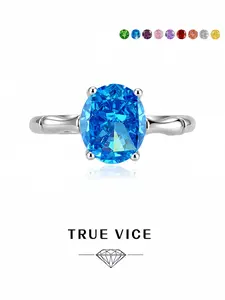 Ocean Blue Bamboo · Aquamarine Ring Luxury stylish oval blue high-carbon diamond gemstone ring, dazzling ice-cut with adjustable band.Ideal for dates, wedding rings, daily wear, vacations and banquets for both men and women.