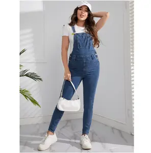 Maternity Pockets Pocket Denim Overalls Without Tee Jumpsuit - Below the Ankle Style, Comfortable Fit