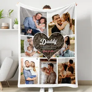 Daddy Love You To The Moon And Back Blanket Best Gift Ideas For Fathers,Custom Photo Blanket, Gift for Him,Blanket for Dad,Custom Dad Blanket,Father's Day Birthday Gift