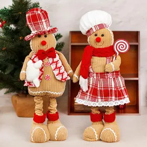 Christmas Decoration Cartoon Gingerbread Man Expandable Doll Toy, Cute Home Decor Figurine, Festive Holiday Ornament for Xmas