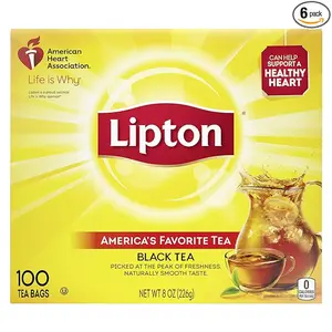 Lipton Black Tea Bags for Hot or Iced Tea, 100 Count (Pack of 6)