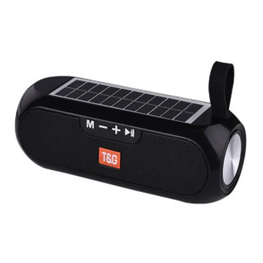 T&G Portable Solar Powered Wireless Speaker, Multifunctional Outdoor Stereo Speaker, Rechargeable Bluetooth-compatible Speaker with FM Radio for Home, Office, Outdoor, Smartphone, USB Rechargeable Speaker
